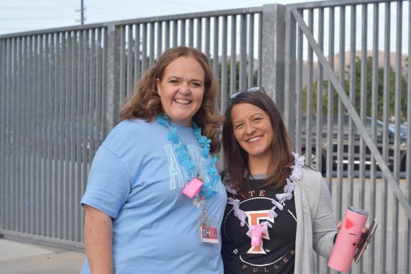 Mrs. Disney, our Health Academy teacher, and Mrs. Kolonics, our ASB director dressed up for Red Ribbon Week. On Thursday, we passed out lei necklaces to stay drug free. This was a bright morning for every eagle at La Sierra High School.