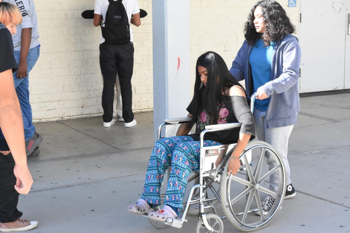 Aylin Cielo (12) seen having fun trying to ride in the Health Academy wheel chairs.
11/14/23  Written and photographed by Nicolas Macias